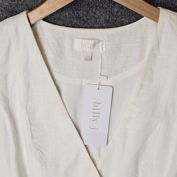 NWT Billy J Ivy Vest - Off-White Linen-Look Wrap Waistcoat- Size 6 - Picture 2 of 8